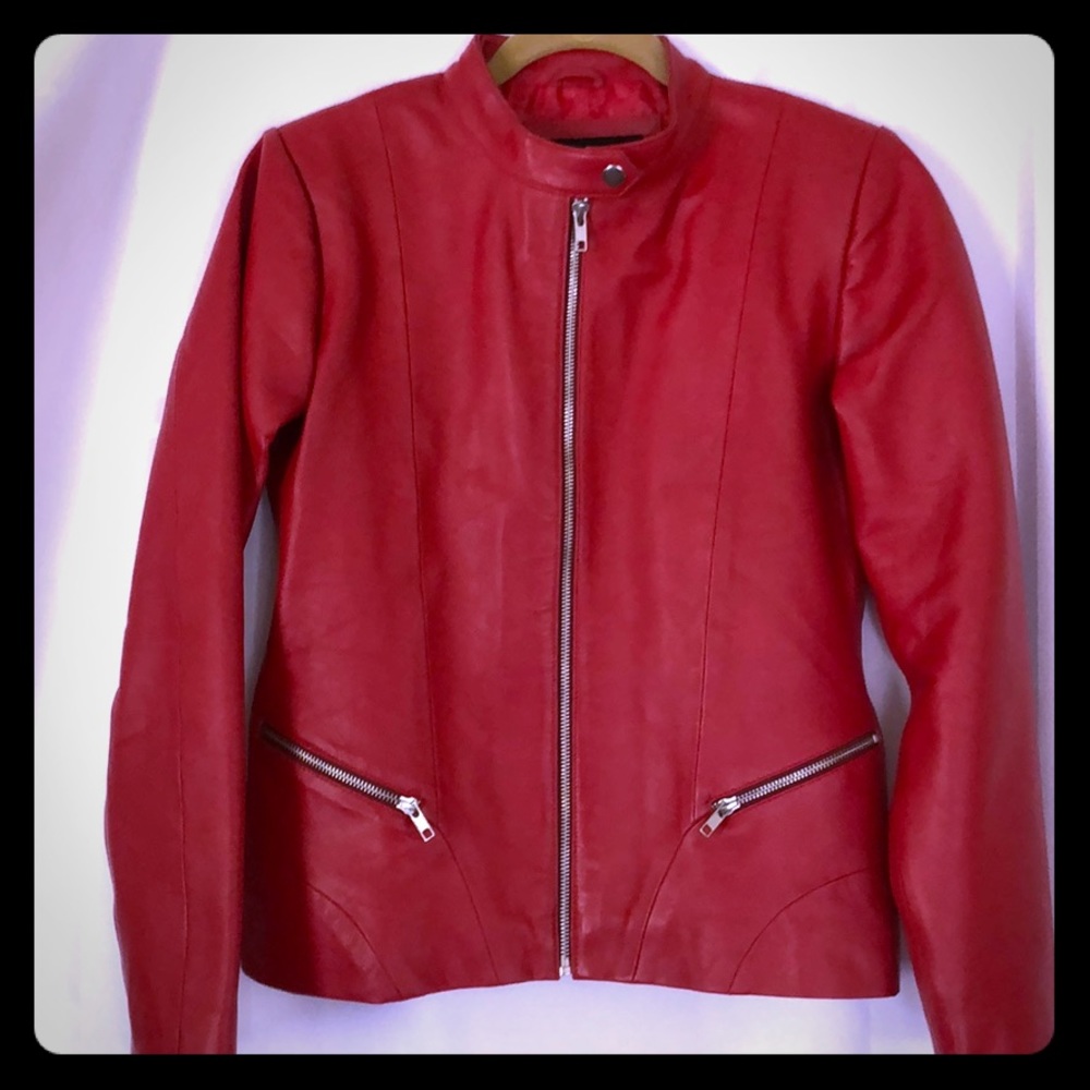 Genuine Red Moto  Leather Jacket  SZ Small